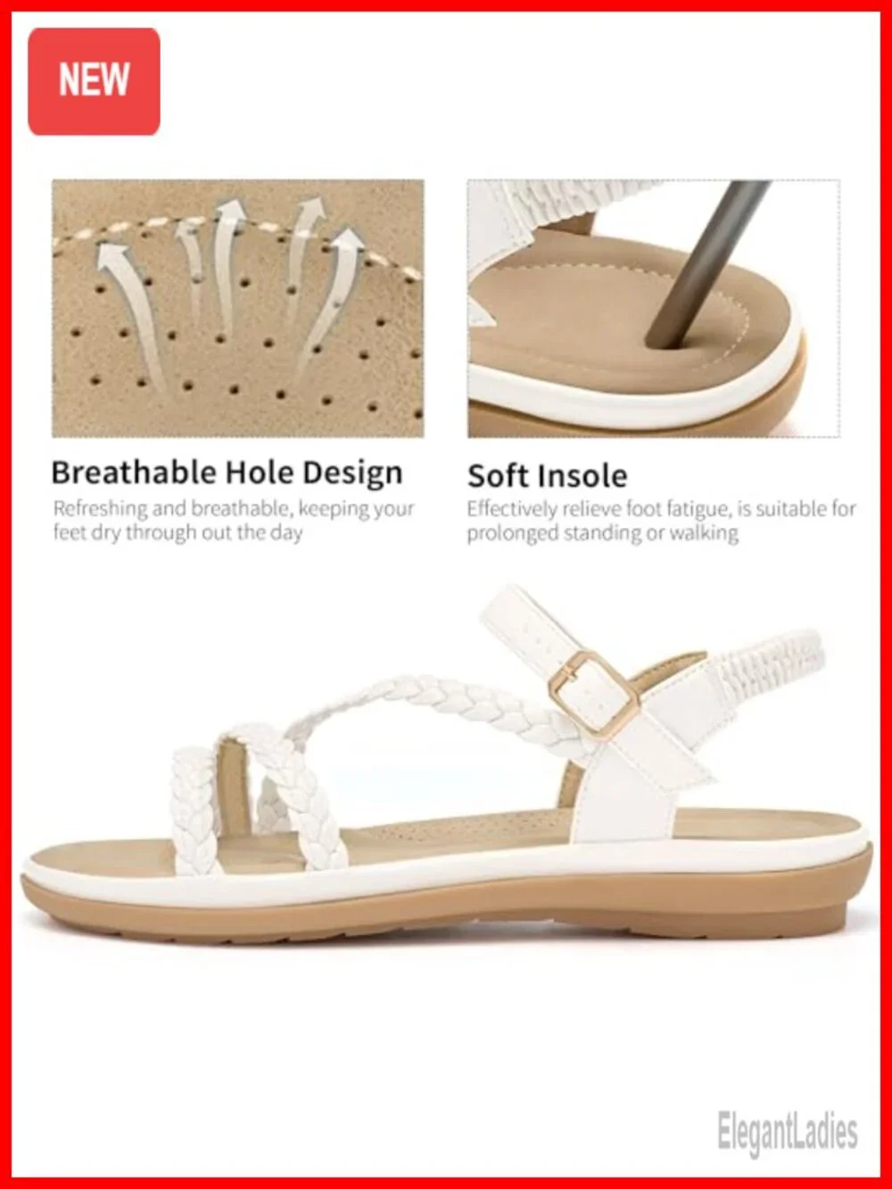 Womens Flat Sandals with Woven Cross PU Leather Strappy Ankle Strap Adjustable